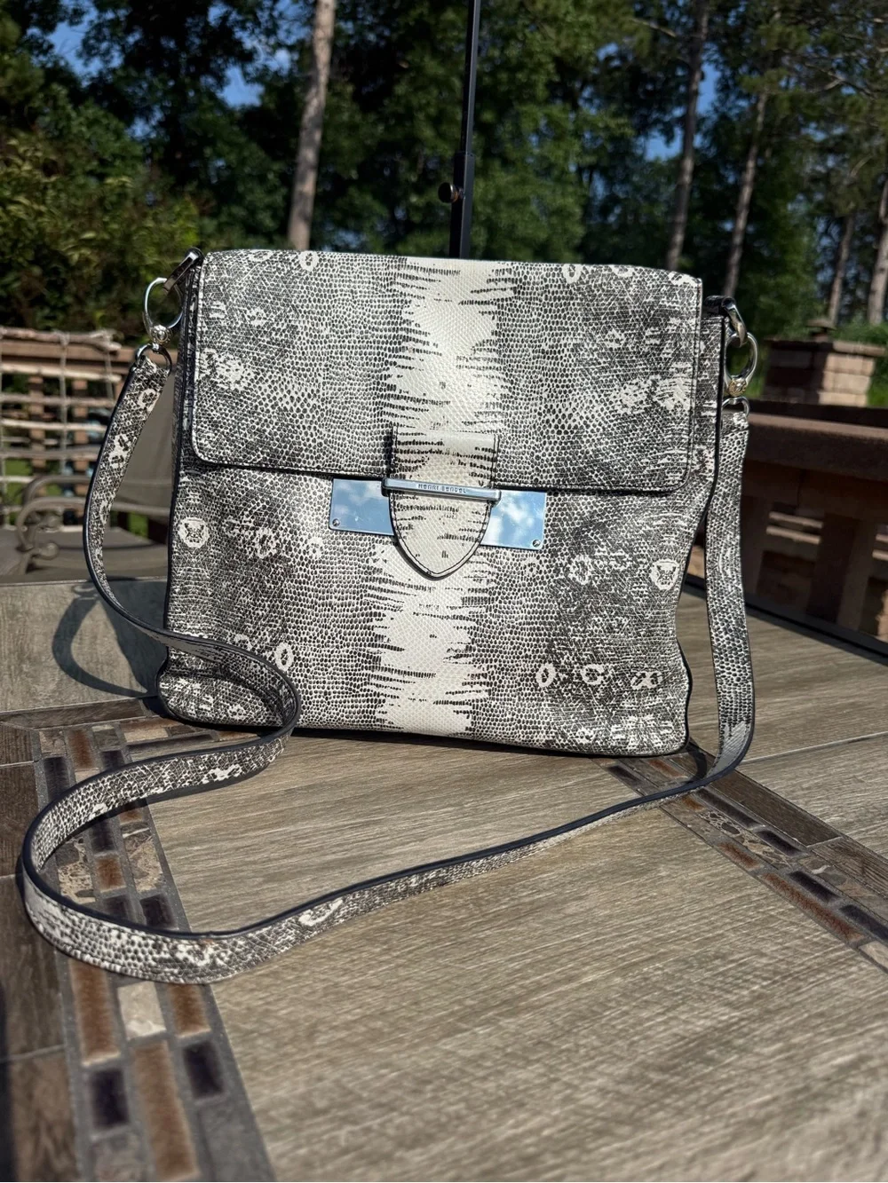 EUC Henri Bendel Faux Snakeskin Convertible Crossbody Bag
